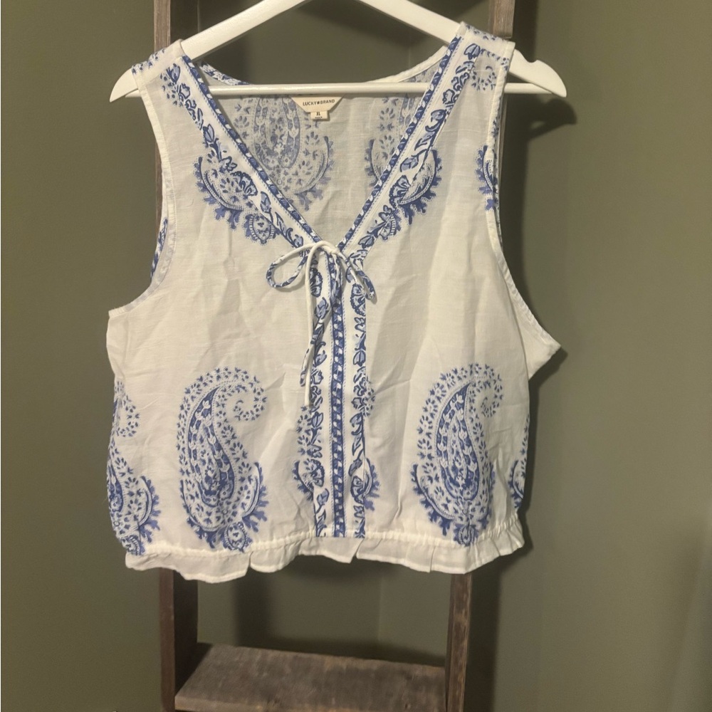Lucky Brand Paisley Cotton Blouse - Picture 4 of 8